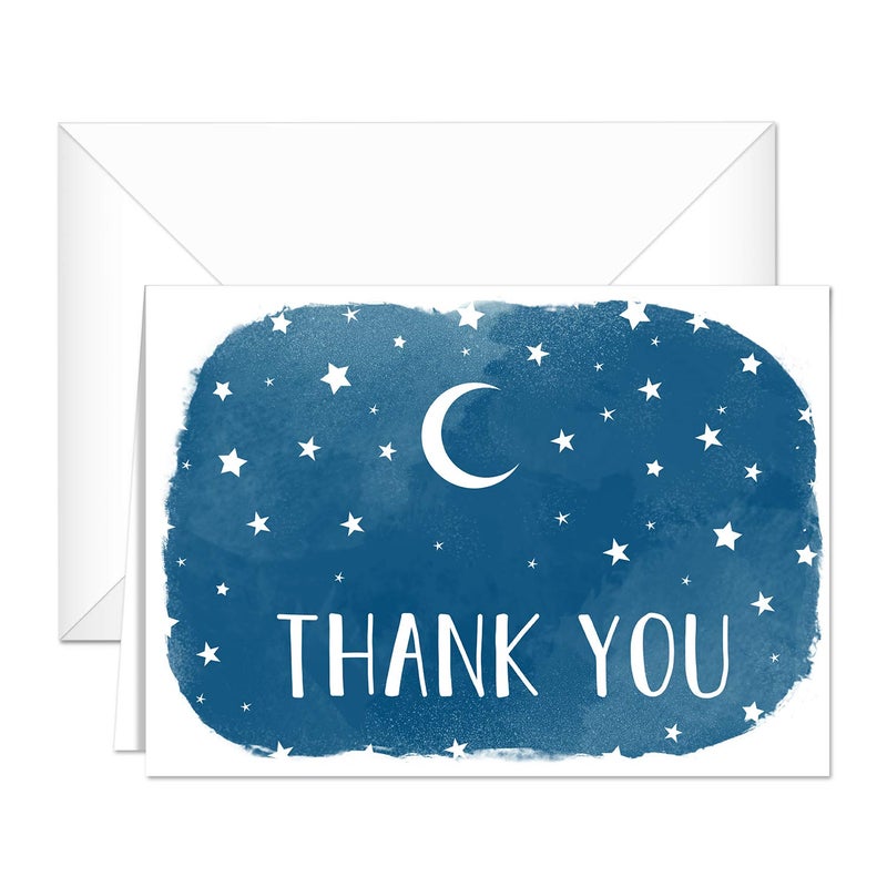 Canopy Street Starry Delight Thank You Cards / 24 Baby Shower Thank You Cards / 6 Night Sky Appreciation Greeting Card Designs / 3 1/2" x 4 7/8" New Baby Gratitude Note Cards/Made In The USA - Image 5